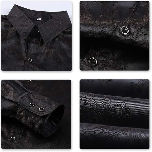 Cloudstyle Mens Paisley Shirt Long Sleeve Dress Shirt Button Down Casual Regular Fit in Kuwait