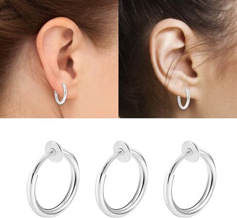 CrazyPiercing 8 قطع من مشبك فولاذي جراحي على حلقات غير مثقوبة للأنف والشفاه المزيفة وحلقات الأذن in Saudi Arabia