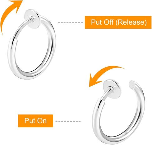 CrazyPiercing 8 قطع من مشبك فولاذي جراحي على حلقات غير مثقوبة للأنف والشفاه المزيفة وحلقات الأذن in Saudi Arabia