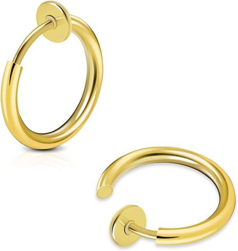 CrazyPiercing 8 pcs of Surgical Steel Clip on Non-Pierced Hoops Fake Nose Lip Ear Rings Piercing in Kuwait