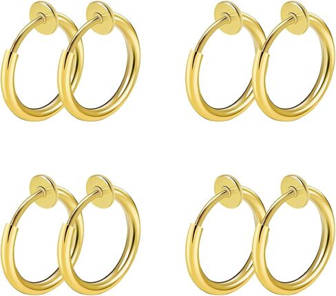 CrazyPiercing 8 pcs of Surgical Steel Clip on Non-Pierced Hoops Fake Nose Lip Ear Rings Piercing in Kuwait