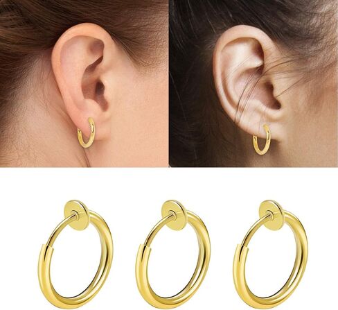 CrazyPiercing 8 pcs of Surgical Steel Clip on Non-Pierced Hoops Fake Nose Lip Ear Rings Piercing in Kuwait