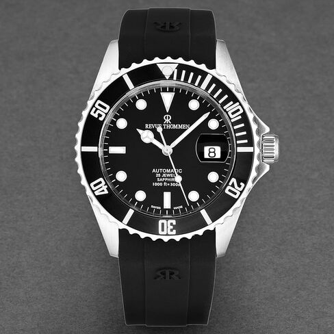 Revue Thommen Men's 'Diver' Black Dial Rubber Strap Swiss Automatic Watch 17571.2837 in Kuwait