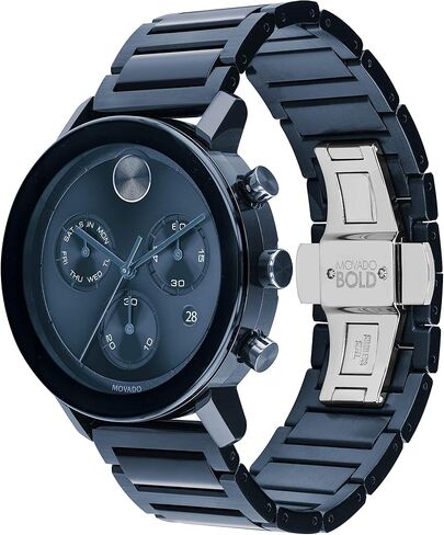Movado Men's Bold Evolution Swiss Quartz Watch with Stainless Steel Link Bracelet, Blue in Saudi Arabia