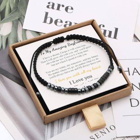 Inspirational 𝐌𝐨𝐫𝐬𝐞 𝐂𝐨𝐝𝐞 𝐁𝐫𝐚𝐜𝐞𝐥𝐞𝐭𝐬 𝐟𝐨𝐫 𝐖𝐨𝐦𝐞𝐧 𝐌𝐞𝐧 Mothers Day Birthday 𝐂𝐡𝐫𝐢𝐬𝐭𝐦𝐚𝐬 𝐆𝐢𝐟𝐭𝐬 Mom Mother Father Daughter Aunt Grandmother Jewelry Cord Wrap Bracelet with Black Hematite Beads in Saudi Arabia