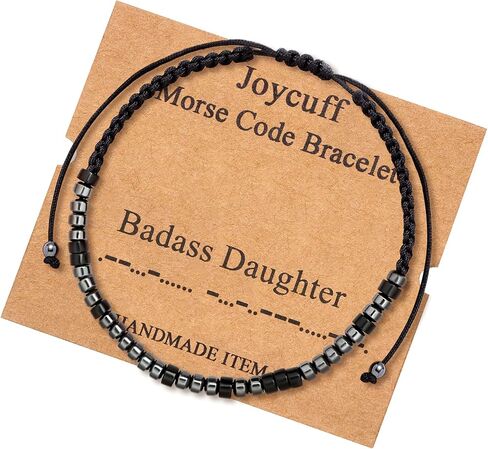 Inspirational 𝐌𝐨𝐫𝐬𝐞 𝐂𝐨𝐝𝐞 𝐁𝐫𝐚𝐜𝐞𝐥𝐞𝐭𝐬 𝐟𝐨𝐫 𝐖𝐨𝐦𝐞𝐧 𝐌𝐞𝐧 Mothers Day Birthday 𝐂𝐡𝐫𝐢𝐬𝐭𝐦𝐚𝐬 𝐆𝐢𝐟𝐭𝐬 Mom Mother Father Daughter Aunt Grandmother Jewelry Cord Wrap Bracelet with Black Hematite Beads in Kuwait