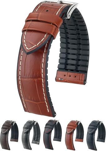 Hirsch George Embossed Calf Leather Watch Strap - 20mm, 22mm, 24mm - Black, Blue, Brown, Golden Brown - Quick Release Performance Watch Band in Saudi Arabia