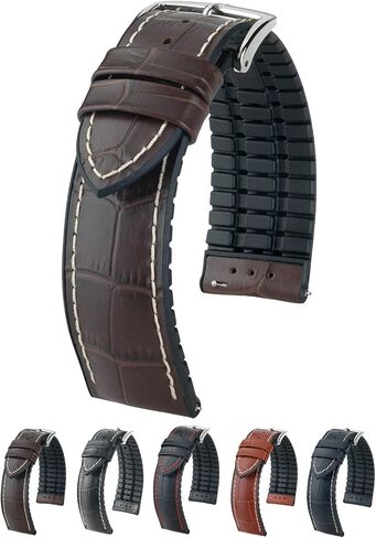 Hirsch George Embossed Calf Leather Watch Strap - 20mm, 22mm, 24mm - Black, Blue, Brown, Golden Brown - Quick Release Performance Watch Band in Saudi Arabia