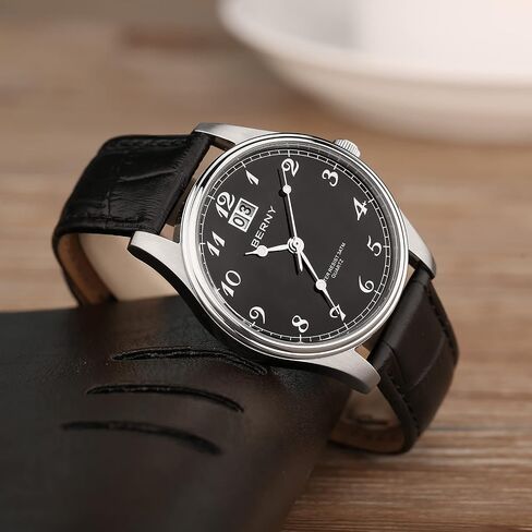 Berny Watches for Men Ultra Thin Japanese Quartz Movement Business Casual Watch Genuine Leather Strap Waterproof Men's Wrist Watches in Kuwait