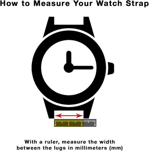 Bandini Mens XL Extra Long Leather Watch Band or Regular Strap, Classic or Buffalo Pattern - 4 Colors, With or Without Stitch - 18mm 20mm 22mm 24mm 26mm 28mm 30mm Leather Watch Band for Men in Kuwait