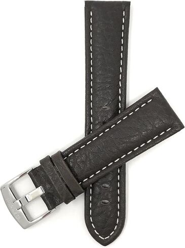 Bandini Mens XL Extra Long Leather Watch Band or Regular Strap, Classic or Buffalo Pattern - 4 Colors, With or Without Stitch - 18mm 20mm 22mm 24mm 26mm 28mm 30mm Leather Watch Band for Men in Kuwait