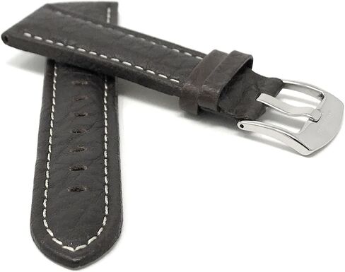 Bandini Mens XL Extra Long Leather Watch Band or Regular Strap, Classic or Buffalo Pattern - 4 Colors, With or Without Stitch - 18mm 20mm 22mm 24mm 26mm 28mm 30mm Leather Watch Band for Men in Kuwait