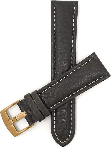 Bandini Mens XL Extra Long Leather Watch Band or Regular Strap, Classic or Buffalo Pattern - 4 Colors, With or Without Stitch - 18mm 20mm 22mm 24mm 26mm 28mm 30mm Leather Watch Band for Men in Kuwait