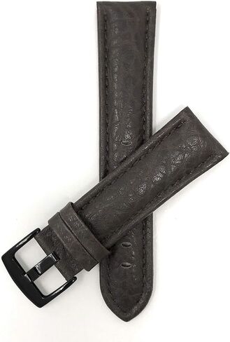 Bandini Mens XL Extra Long Leather Watch Band or Regular Strap, Classic or Buffalo Pattern - 4 Colors, With or Without Stitch - 18mm 20mm 22mm 24mm 26mm 28mm 30mm Leather Watch Band for Men in Kuwait
