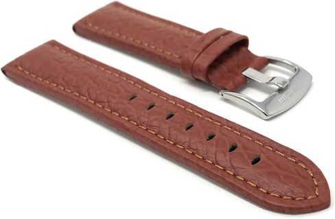 Bandini Mens XL Extra Long Leather Watch Band or Regular Strap, Classic or Buffalo Pattern - 4 Colors, With or Without Stitch - 18mm 20mm 22mm 24mm 26mm 28mm 30mm Leather Watch Band for Men in Kuwait