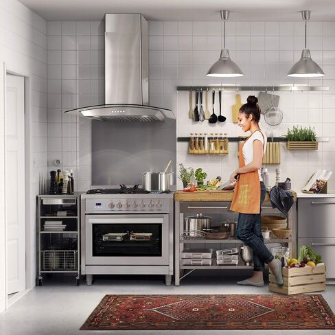 Cosmo F965 36 بوصة. نطاق غاز الوقود المزدوج مع 5 شعلات محكمة الغلق، تصميم داخلي من البورسلين الأسود من الفولاذ المقاوم للصدأ وCOS-5MU36 36 بوصة. غطاء نطاق تحت الخزانة قابل للتحويل بدون قنوات، 36 بوصة in Saudi Arabia