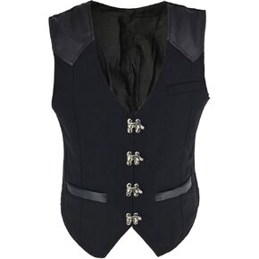 bslingerie Mens Medieval Steampunk Faux Leather Cowboy Waist Coat Vest in Kuwait