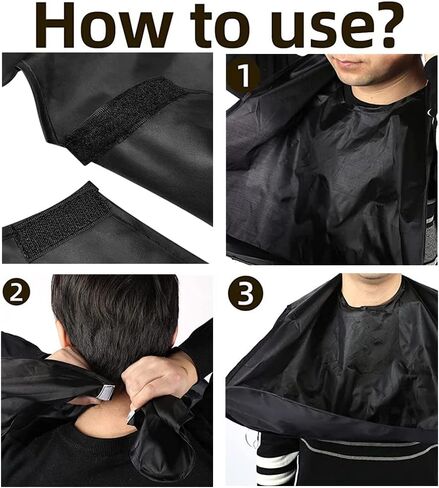 Beard Bib Beard Apron Hair Catcher for Men Shaving & Trimming Clothes, Non-Stick Beard Cape Grooming Cloth, Waterproof, Gifts for Dad Husband Includes Wooden Pocket Beard Comb,1 size Fits All (Black) in Saudi Arabia