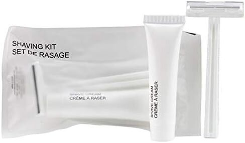 Shave Kit (Clear Frosted Sachet) - Hotel Amenities - Includes Twin Blade Razor and Moisturizing Shave Cream in Kuwait