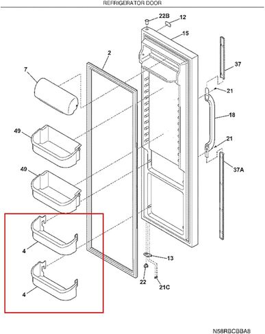 Door Bin Shelf Replacement For Frigidaire LGHS2634KP0 PHS69EJSS2 DGUS2645LF2 FPUS2698LF0 FRS6HF55KM1 FRS6LF7GS4 FGSS2635TF0 PLHS67EGSB1 FRS6HR5HB5 PLHS267ZAB6 GLHS66EFSB3 FRS6HF55KM0 Refrigerator in Saudi Arabia