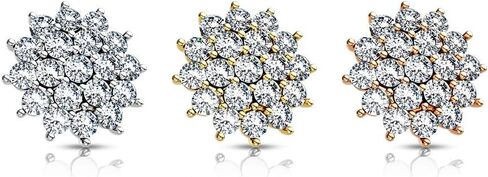 Internally Threaded CZ Crystal Paved Sunburst Dermal Anchor Top (Silver Tone) in Saudi Arabia