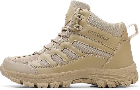 YOJANEO الرجال أحذية المشي لمسافات طويلة عدم الانزلاق في الهواء الطلق خفيفة الوزن تنفس منتصف أعلى حذاء من الجلد تنزه الرحلات مسارات التخييم أحذية عمل in Kuwait