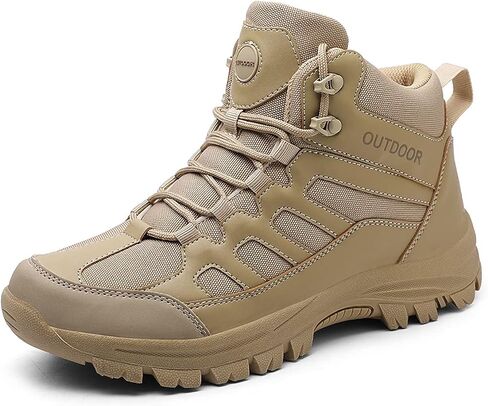 YOJANEO الرجال أحذية المشي لمسافات طويلة عدم الانزلاق في الهواء الطلق خفيفة الوزن تنفس منتصف أعلى حذاء من الجلد تنزه الرحلات مسارات التخييم أحذية عمل in Kuwait