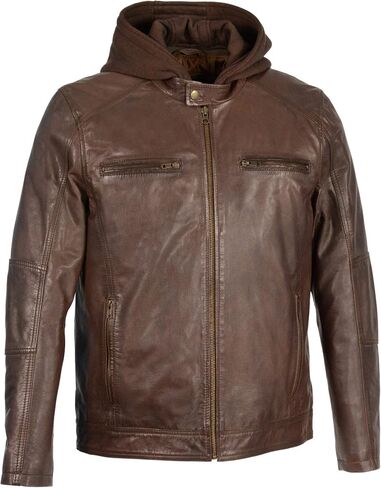 Milwaukee Leather SFM1850 Men's Black Snap Collar Leather Moto Jacket with Removable Hoodie in Saudi Arabia