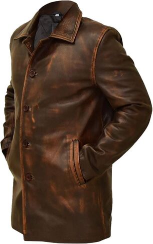 Brown Leather Jacket Men - Natural Distressed Leather Jackets for Men in Saudi Arabia