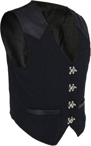 bslingerie Mens Medieval Steampunk Faux Leather Cowboy Waist Coat Vest in Kuwait