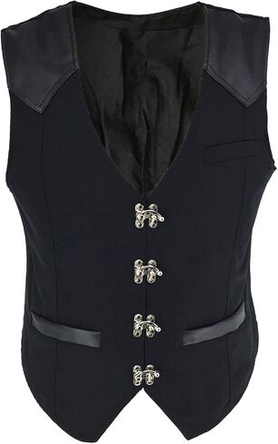 bslingerie Mens Medieval Steampunk Faux Leather Cowboy Waist Coat Vest in Kuwait