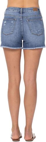 Judy Blue Denim Patch Cutoff Shorts with Side Slit in Saudi Arabia