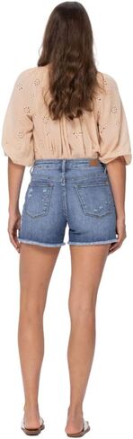 Judy Blue Denim Patch Cutoff Shorts with Side Slit in Saudi Arabia