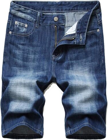 شورت جينز رجالي من FHQueen شورت صيفي من قماش الدنيم بمقاس كلاسيكي كاجوال مع جيوب in Kuwait