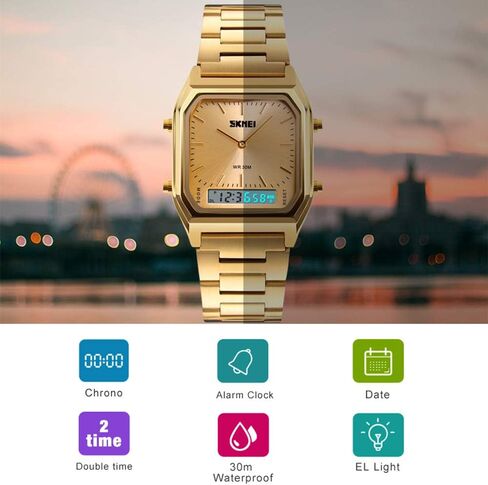 Unisex Wrist Watch, Waterproof Military Analog Digital Watches with LED Multi Time Chronograph, Stainless Steel Business Watches for Men in Saudi Arabia