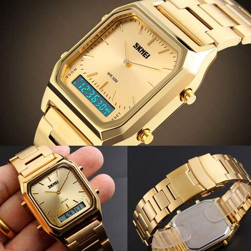 Unisex Wrist Watch, Waterproof Military Analog Digital Watches with LED Multi Time Chronograph, Stainless Steel Business Watches for Men in Saudi Arabia