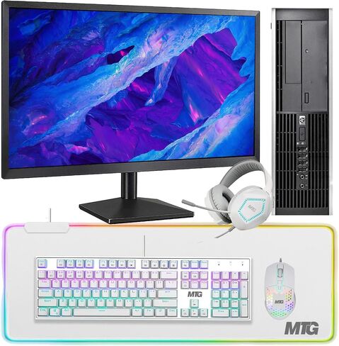 HP Elite Desktop Computer PC, 3.1 GHz, Intel Core i5, 16GB, RAM, 2TB HDD, New MTG 22 inch LED Monitor, MTG Gaming Kit, WiFi, Windows 10 Pro (Renewed) in Saudi Arabia