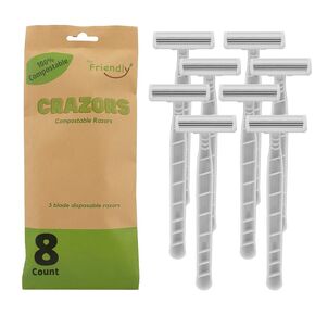 MyFriendly Crazors, Eco Friendly Razors, 3 Blade, Disposable Razors, 8 Count, Men & Women Shaving Razor, Biodegradable Razors, Natural Razors, Organic Razors, Eco Razors in Saudi Arabia