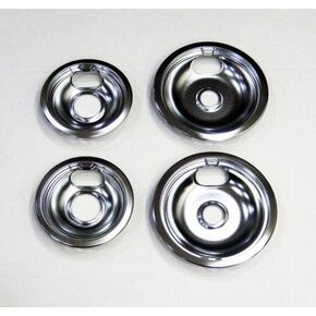 2 X WB32X5075, 2 X WB32X5076 Range Drip Pan, 6 Inch & 8 Inch Chrome-Replaces AP2028294, PS244800, AH244800, DP164, EA244800, AP2028295, PS244801, AH244801, DP165, EA244801 in Saudi Arabia