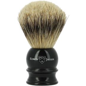 Edwin Jagger 1EJ462 Medium Silver Tip Badger Shaving Brush, Imitation Light Horn for use with Shaving Cream or Soap for Men