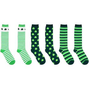 NUOBESTY 3 Pairs St Patricks Day Socks Green Socks Stretchable Clover Socks in Saudi Arabia