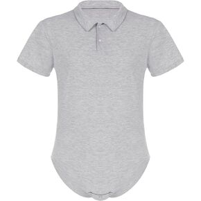 XUNZOO Men Adult Short Sleeve Collared Shirts Cotton Stretch Crotch Button Bodysuit Romper Undershirt in Kuwait