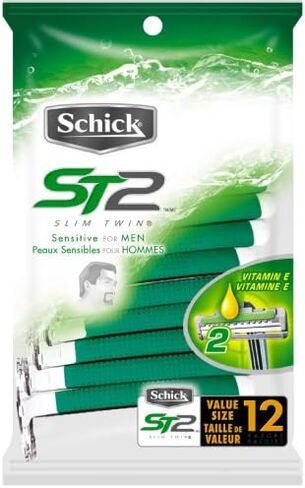 Schick Slim Twin ST 2 Disposable Razors for Men Sensitive Skin Shaving Razor, 12 Count in Saudi Arabia