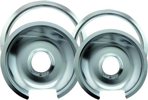 Range Kleen Drip Pan & Trim Ring Chrome 1 Small/6" Pan & Ring and 1 Large/8" Pan & Ring - 4 Pack in Saudi Arabia