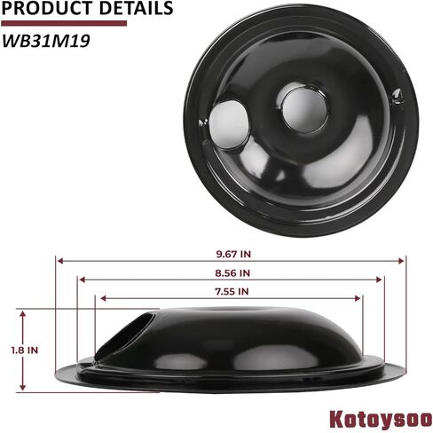 WB31M20 WB31M19 مقالي التنقيط الخزفية من Kotoysoo - استبدال بـ General Electric، Hot-point، Kenmore Range Cooktop - يستبدل: AP2028043، PM32X0141 (2 × 8 بوصة WB31M19 و2 × 6 بوصة WB31M20) in Kuwait