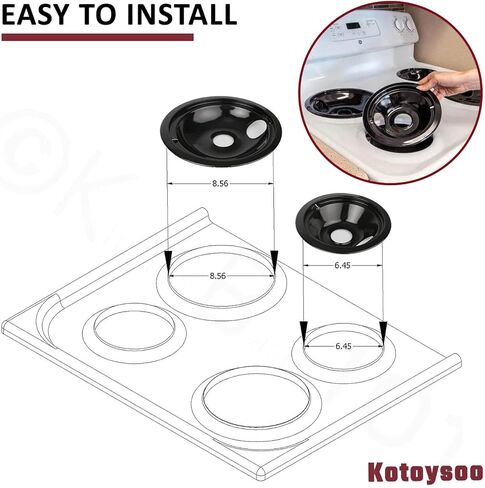 WB31M20 WB31M19 مقالي التنقيط الخزفية من Kotoysoo - استبدال بـ General Electric، Hot-point، Kenmore Range Cooktop - يستبدل: AP2028043، PM32X0141 (2 × 8 بوصة WB31M19 و2 × 6 بوصة WB31M20) in Kuwait