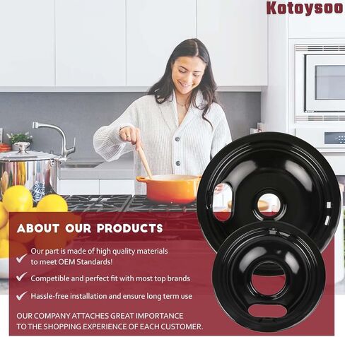 WB31M20 WB31M19 مقالي التنقيط الخزفية من Kotoysoo - استبدال بـ General Electric، Hot-point، Kenmore Range Cooktop - يستبدل: AP2028043، PM32X0141 (2 × 8 بوصة WB31M19 و2 × 6 بوصة WB31M20) in Kuwait