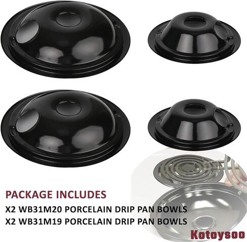 WB31M20 WB31M19 مقالي التنقيط الخزفية من Kotoysoo - استبدال بـ General Electric، Hot-point، Kenmore Range Cooktop - يستبدل: AP2028043، PM32X0141 (2 × 8 بوصة WB31M19 و2 × 6 بوصة WB31M20) in Kuwait