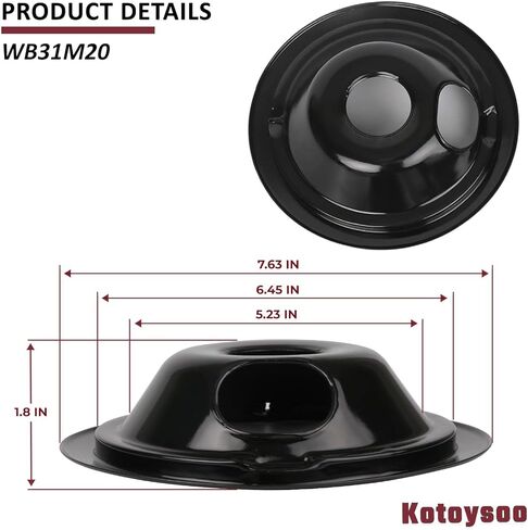 WB31M20 WB31M19 مقالي التنقيط الخزفية من Kotoysoo - استبدال بـ General Electric، Hot-point، Kenmore Range Cooktop - يستبدل: AP2028043، PM32X0141 (2 × 8 بوصة WB31M19 و2 × 6 بوصة WB31M20) in Kuwait