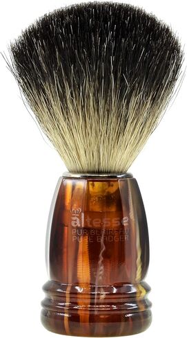 Altesse 75108 European Grey Badger Shaving Brush for Shave Cream, Shaving Soap, Shaving Cream Foam and Lather for Wet Shave With Shaving Razor, Safety Razor, and Straight Razor. Made in France in Saudi Arabia